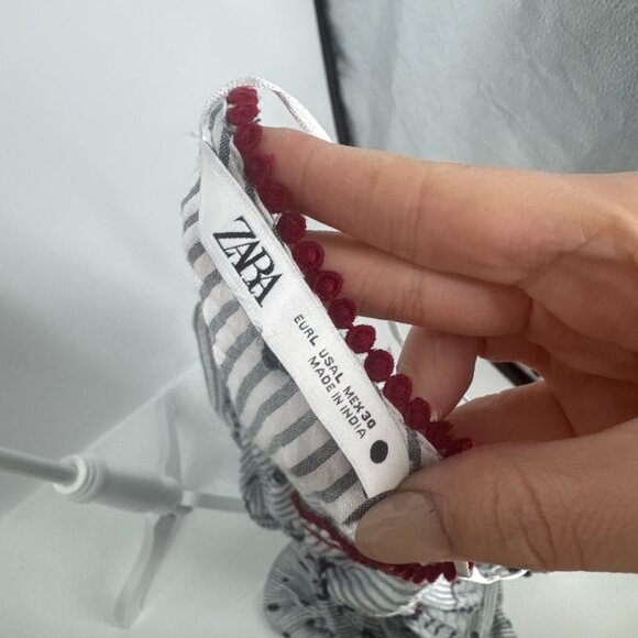 Zara Striped Embroidered Maxi Dress Size Large - Picture 9 of 11